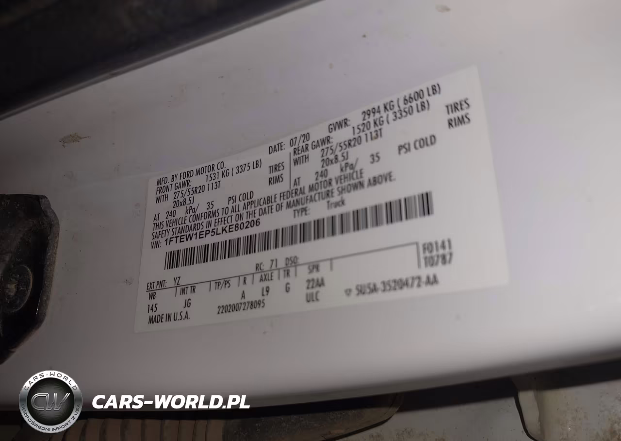 2020 Ford F-150 Xl VIN:1FTEW1EP5LKE80206 - 9