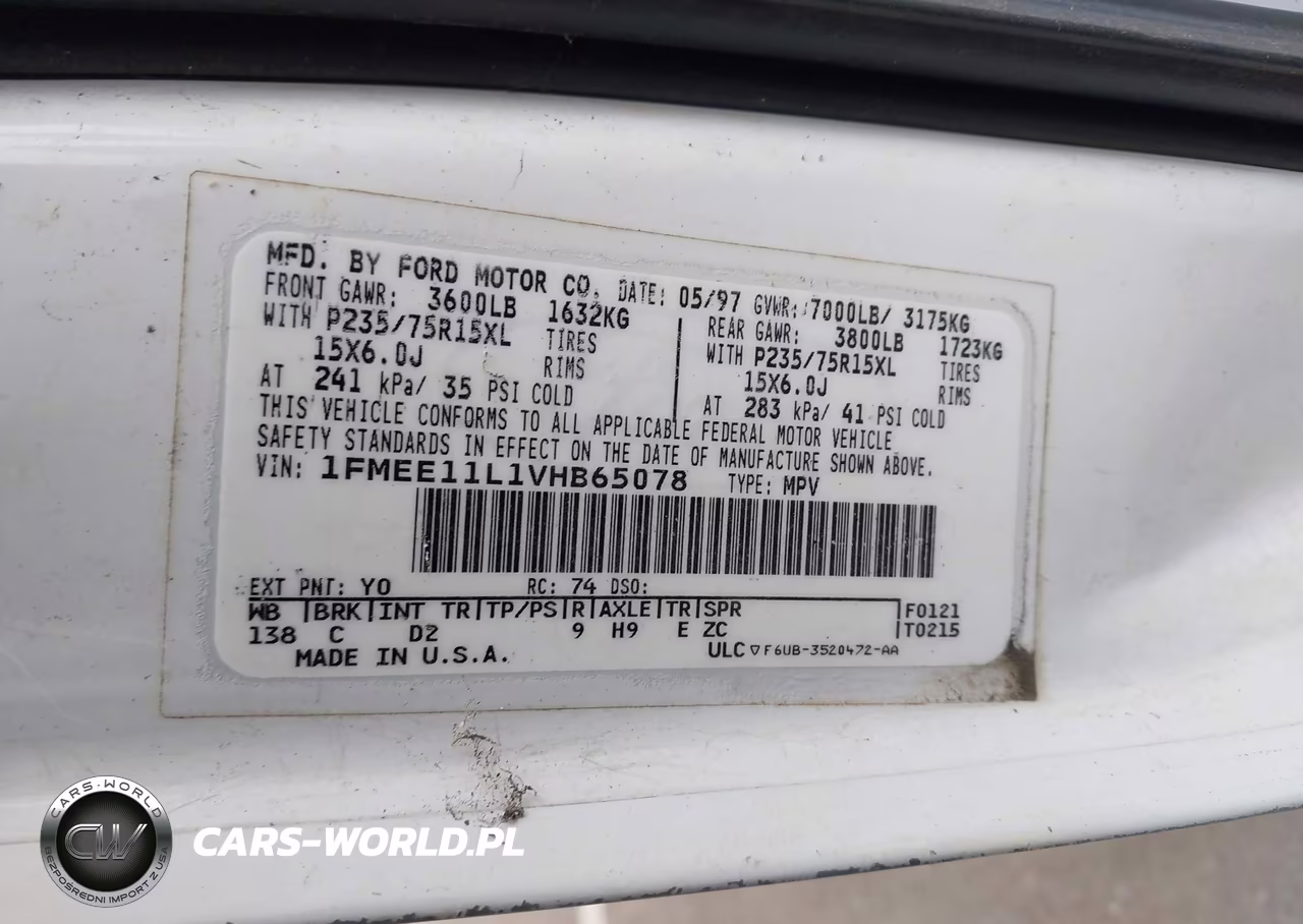 1997 Ford Club Wagon Xl-Xl Plus-Xlt VIN:1FMEE11L1VHB65078 - 9