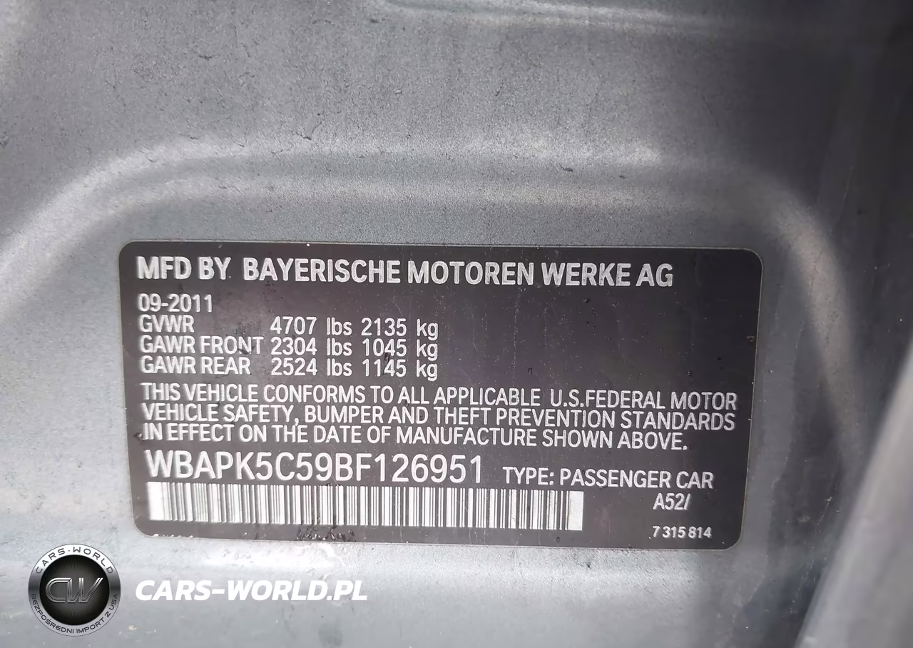 2011 BMW 328I xDrive VIN:WBAPK5C59BF126951 - 9