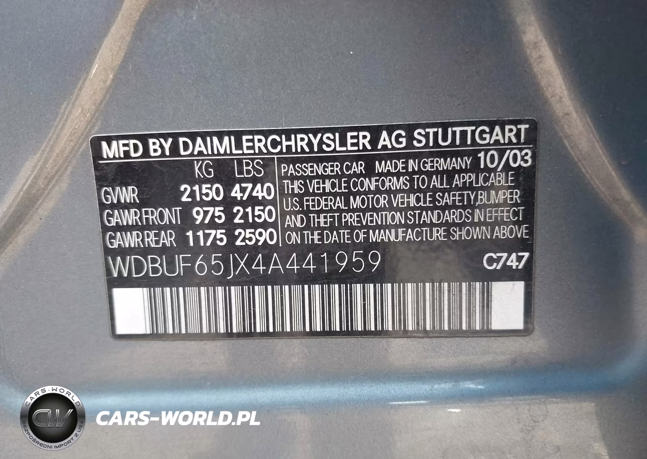 2004 Mercedes-Benz E 320 VIN:WDBUF65JX4A441959 - 9