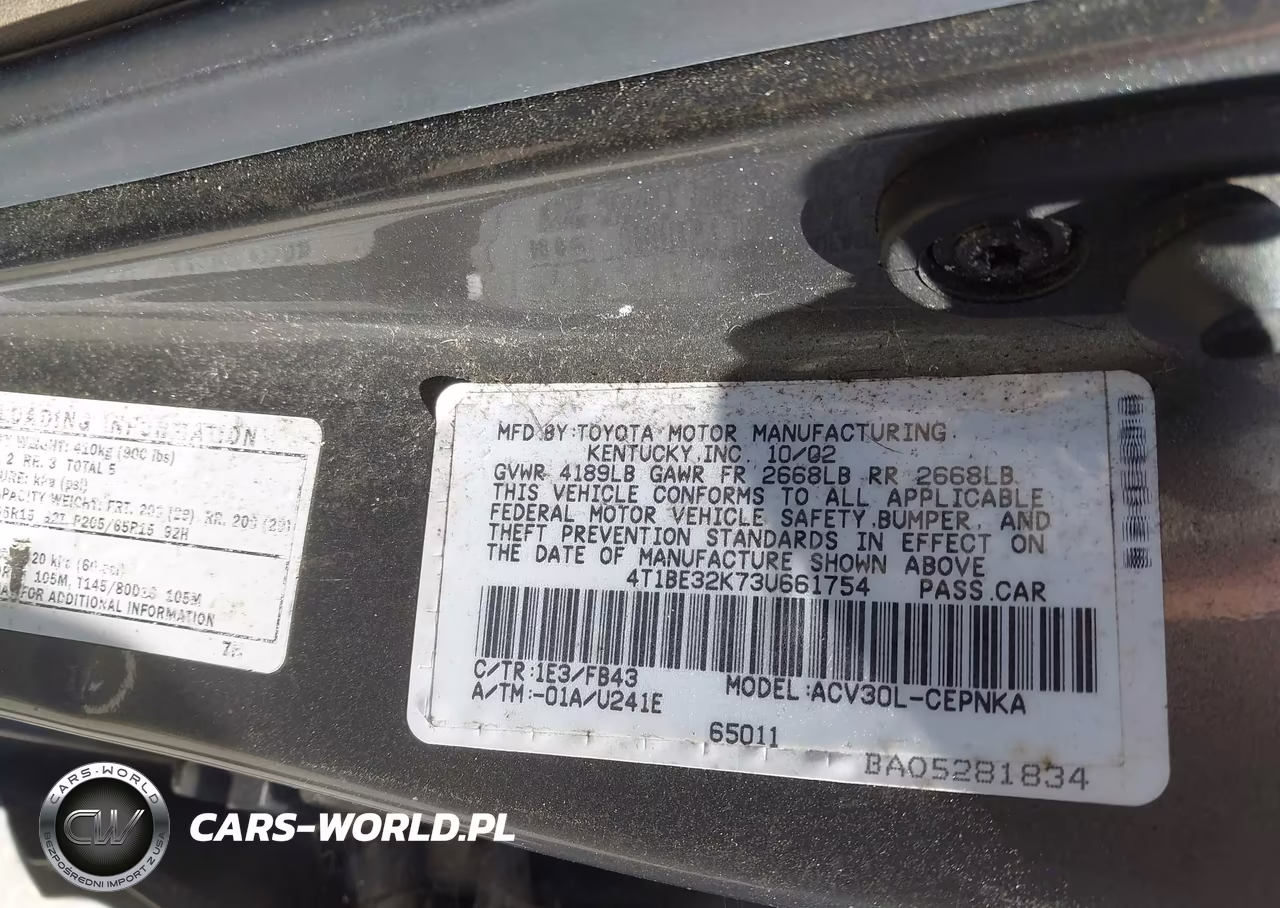 2003 Toyota Camry Le VIN:4T1BE32K73U661754 - 9