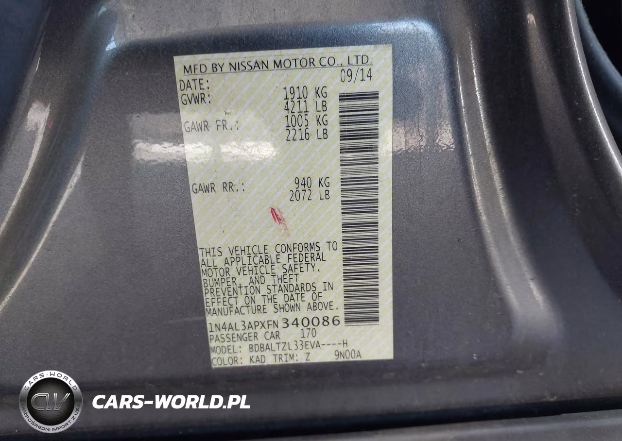 2015 Nissan Altima 2.5 Sl VIN:1N4AL3APXFN340086 - 9