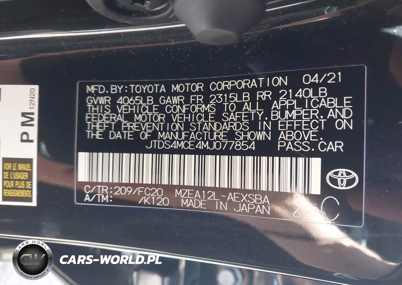 2021 Toyota Corolla Se VIN:JTDS4MCE4MJ077854 - 9