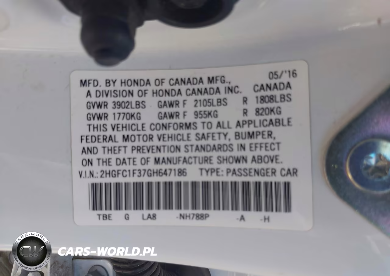 2016 Honda Civic Ex-T VIN:2HGFC1F37GH647186 - 9