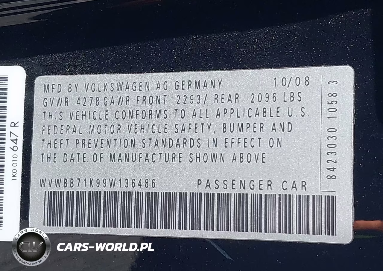 2009 Volkswagen Rabbit S VIN:WVWBB71K99W136486 - 9