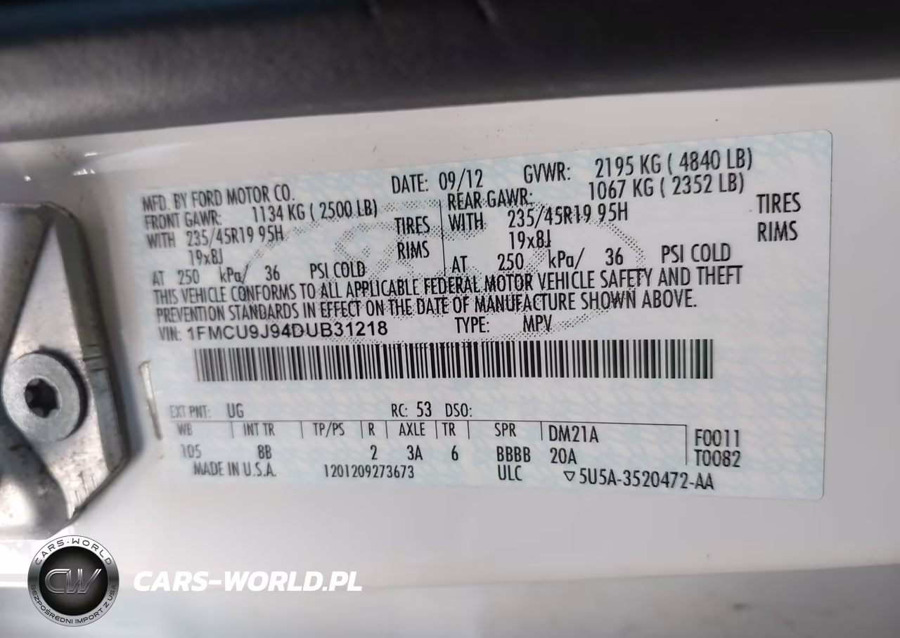 2013 Ford Escape Titanium VIN:1FMCU9J94DUB31218 - 9