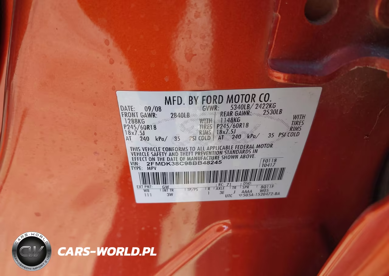 2008 Ford Edge Sel VIN:2FMDK38C98BB48245 - 9