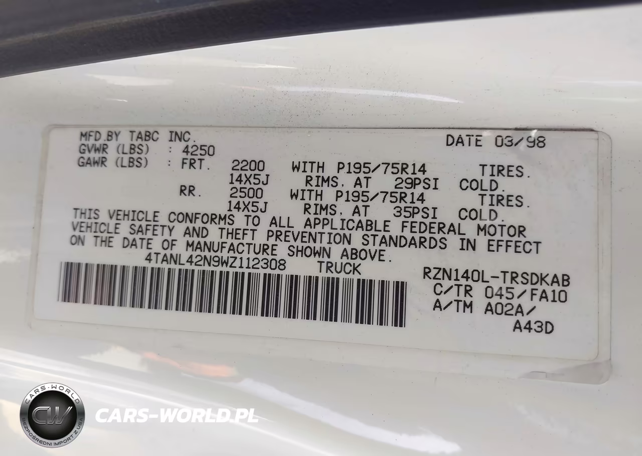 1998 Toyota Tacoma VIN:4TANL42N9WZ112308 - 9