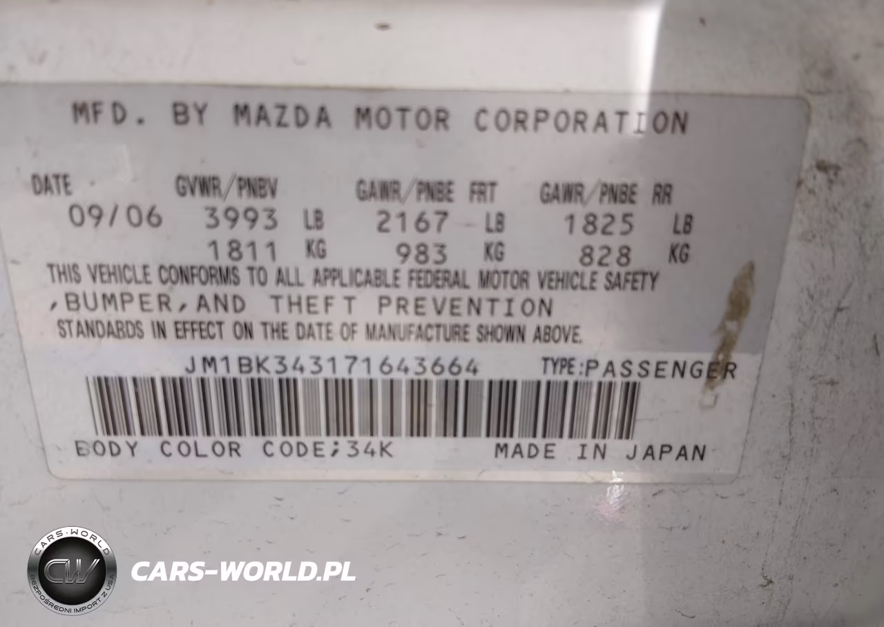 2007 Mazda Mazda3 S Touring VIN:JM1BK343171643664 - 9