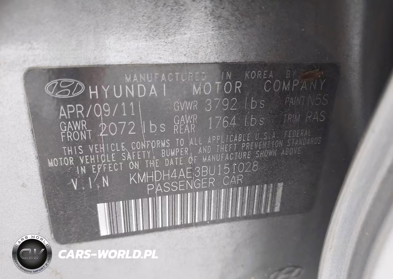2011 Hyundai Elantra Gls (Ulsan Plant) VIN:KMHDH4AE3BU151028 - 9