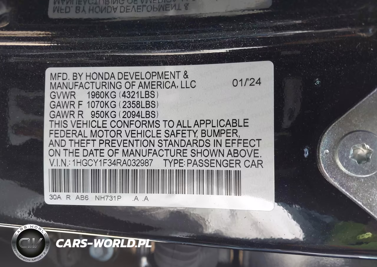 2024 Honda Accord Ex VIN:1HGCY1F34RA032987 - 9