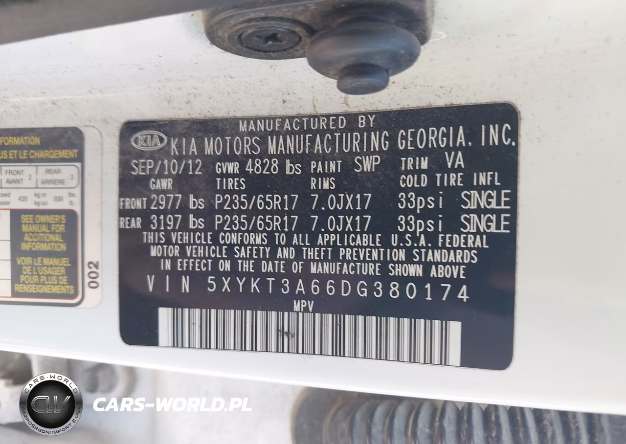 2013 Kia Sorento Lx VIN:5XYKT3A66DG380174 - 9