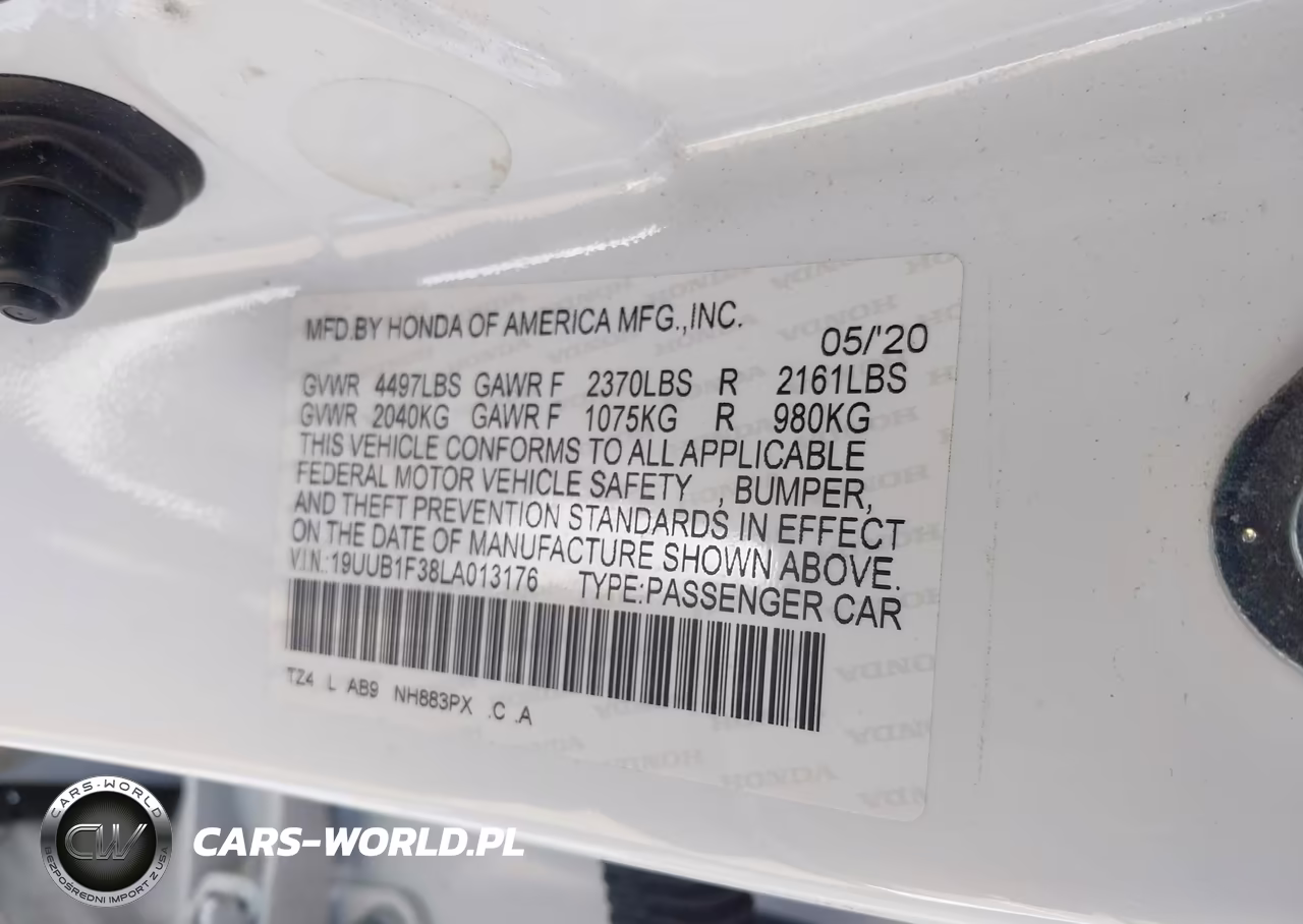 2020 Acura Tlx Standard VIN:19UUB1F38LA013176 - 9