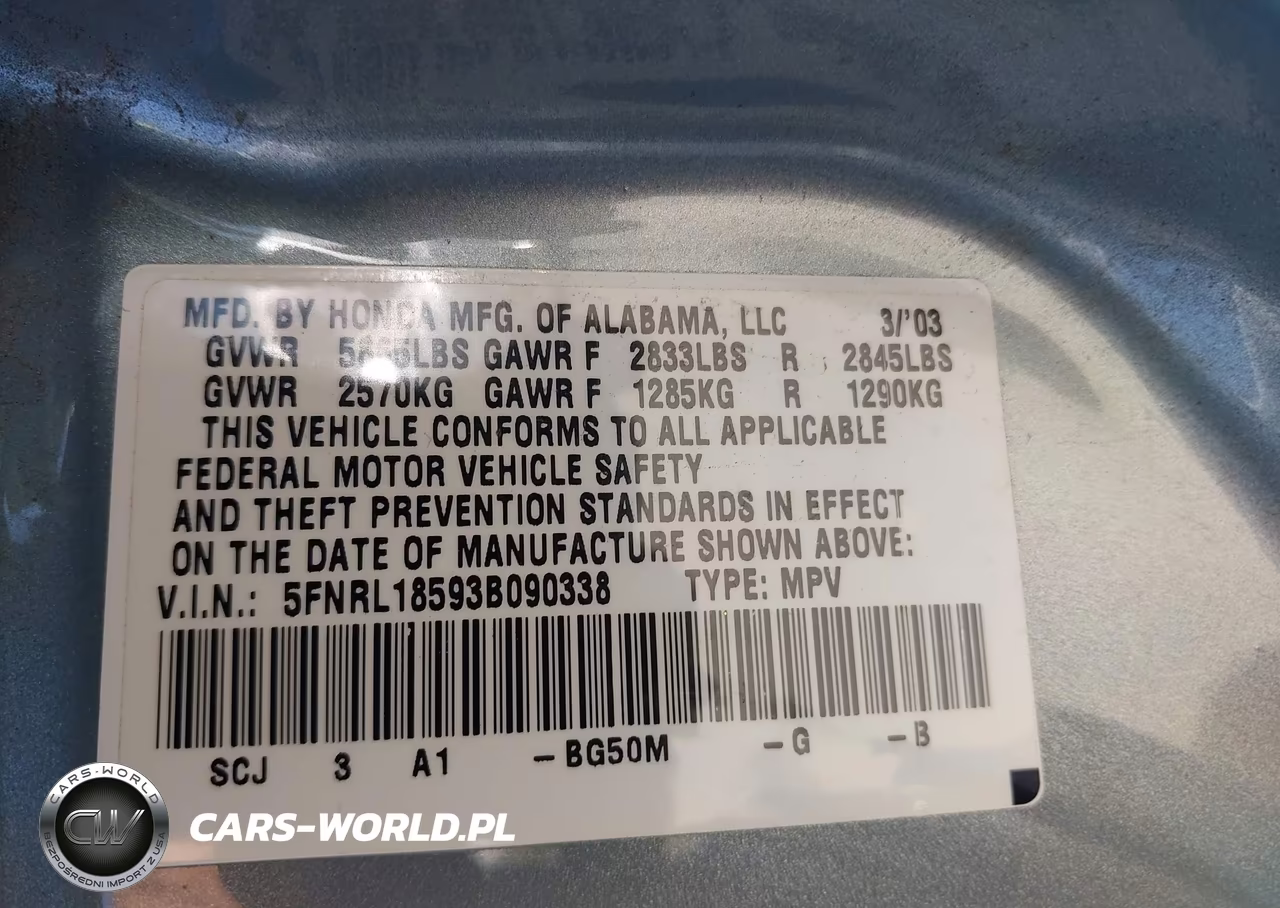 2003 Honda Odyssey Lx VIN:5FNRL18593B090338 - 9