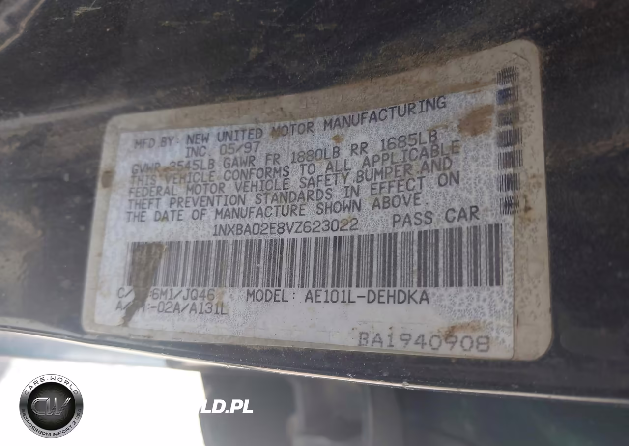 1997 Toyota Corolla Ce VIN:1NXBA02E8VZ623022 - 9