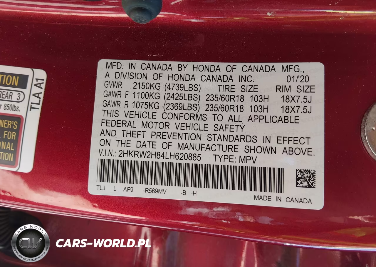 2020 Honda Cr-V Awd Ex-L VIN:2HKRW2H84LH620885 - 9