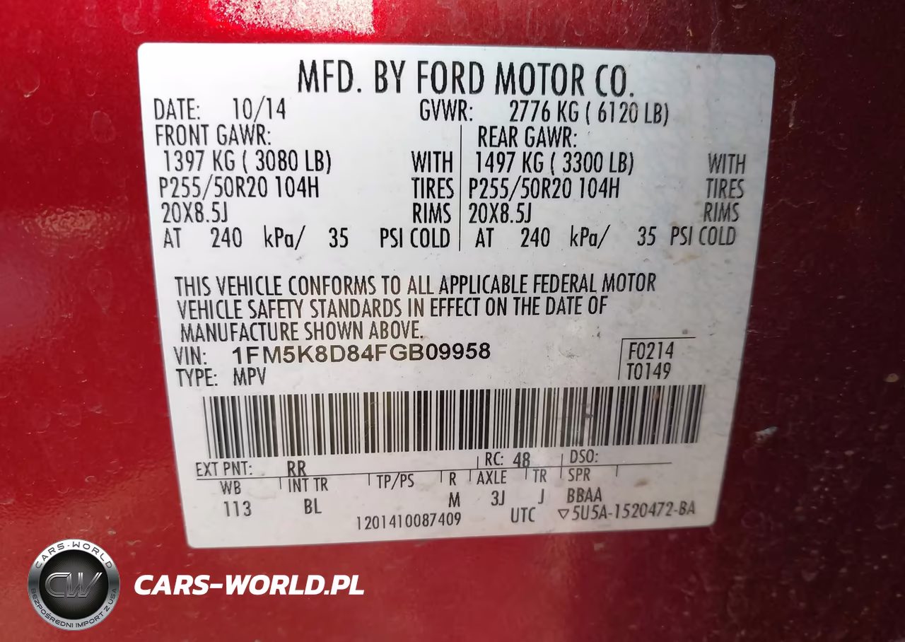 2015 Ford Explorer Xlt VIN:1FM5K8D84FGB09958 - 9