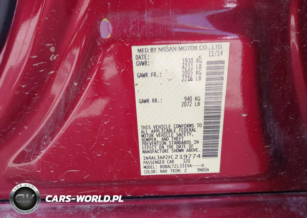 2015 Nissan Altima 2.5 Sl VIN:1N4AL3AP2FC219774 - 9