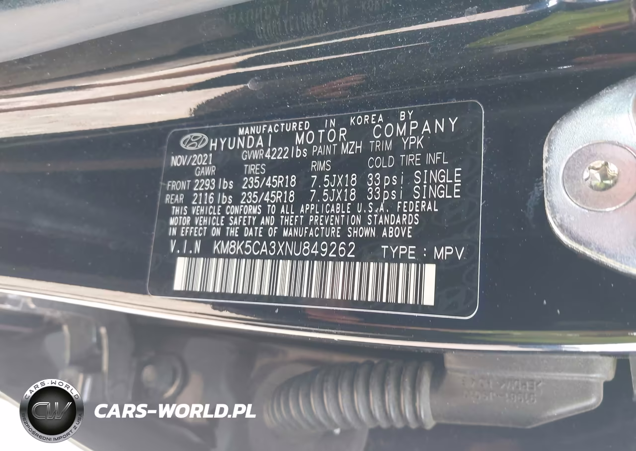 2022 Hyundai Kona Limited VIN:KM8K5CA3XNU849262 - 9