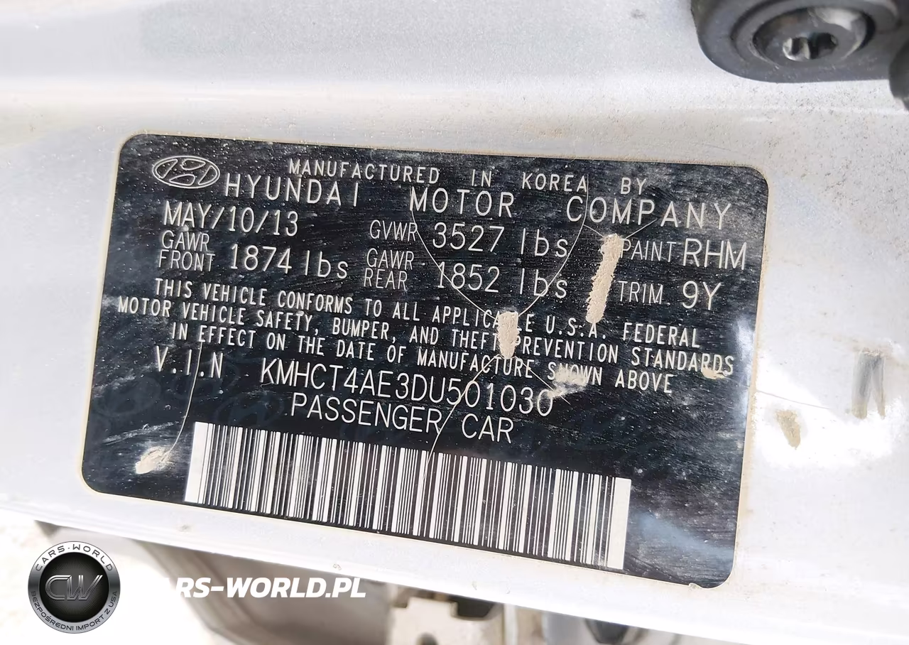 2013 Hyundai Accent Gls VIN:KMHCT4AE3DU501030 - 9