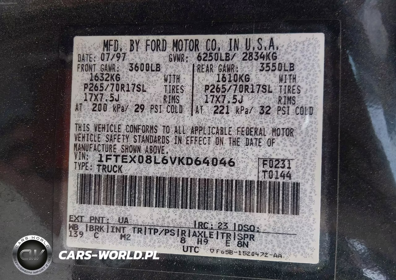 1997 Ford F-150 Lariat-Xl-Xlt VIN:1FTEX08L6VKD64046 - 9