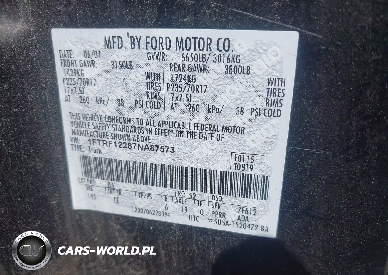 2007 Ford F-150 Stx-Xl-Xlt VIN:1FTRF12287NA87573 - 9
