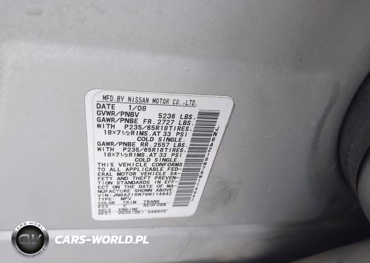 2009 Nissan Murano Sl VIN:JN8AZ18W79W114942 - 9