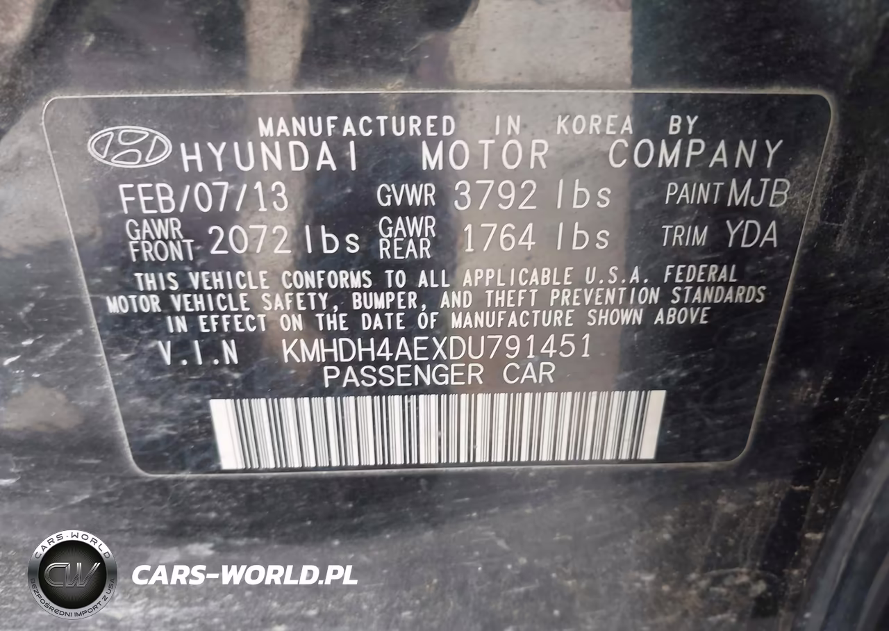2013 Hyundai Elantra Gls VIN:KMHDH4AEXDU791451 - 9