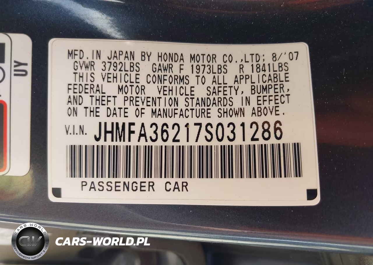 2007 Honda Civic Hybrid VIN:JHMFA36217S031286 - 9