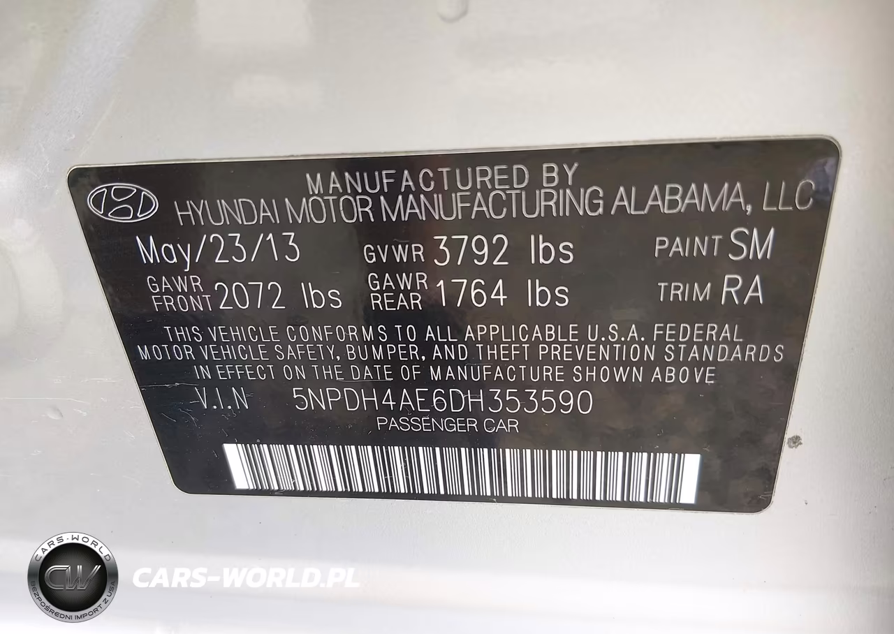 2013 Hyundai Elantra Gls VIN:5NPDH4AE6DH353590 - 9