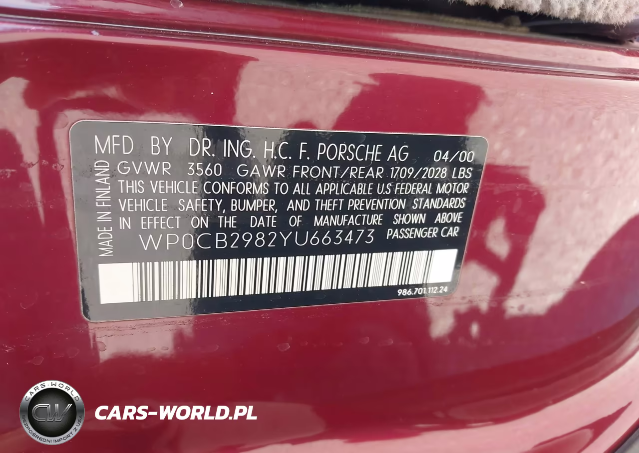 2000 Porsche Boxster S VIN:WP0CB2982YU663473 - 9