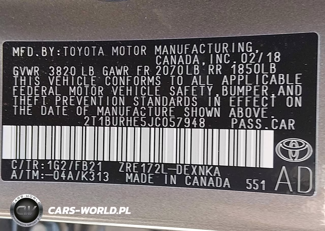 2018 Toyota Corolla Le VIN:2T1BURHE5JC057948 - 9