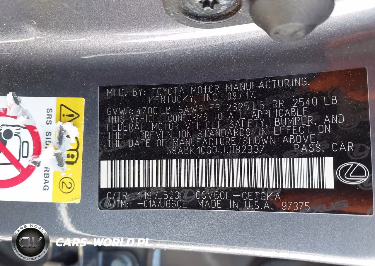 2018 Lexus Es 350 VIN:58ABK1GG0JU082337 - 9