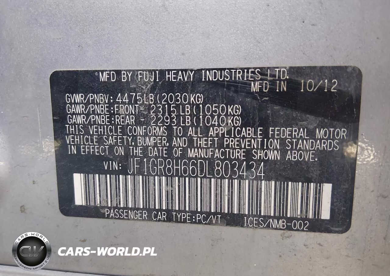 2013 Subaru Impreza Wrx Sti VIN:JF1GR8H66DL803434 - 9