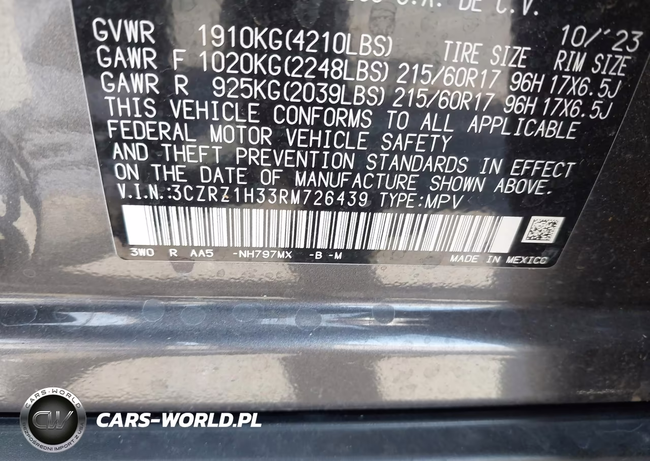 2024 Honda Hr-V 2Wd Lx VIN:3CZRZ1H33RM726439 - 9