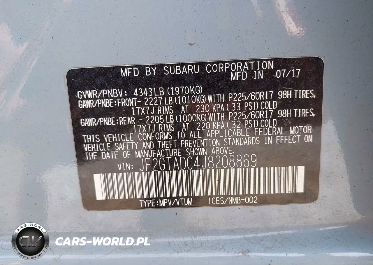 2018 Subaru Crosstrek 2.0I Premium VIN:JF2GTADC4J8208869 - 9