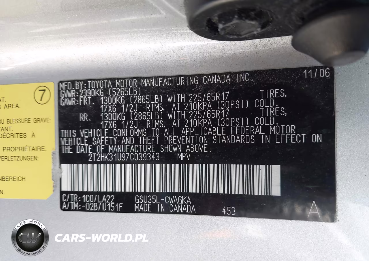 2007 Lexus Rx 350 VIN:2T2HK31U97C039343 - 9