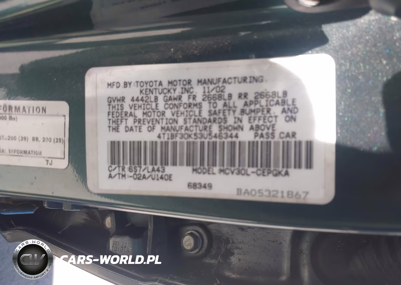 2003 Toyota Camry Xle V6 VIN:4T1BF30K53U546344 - 9