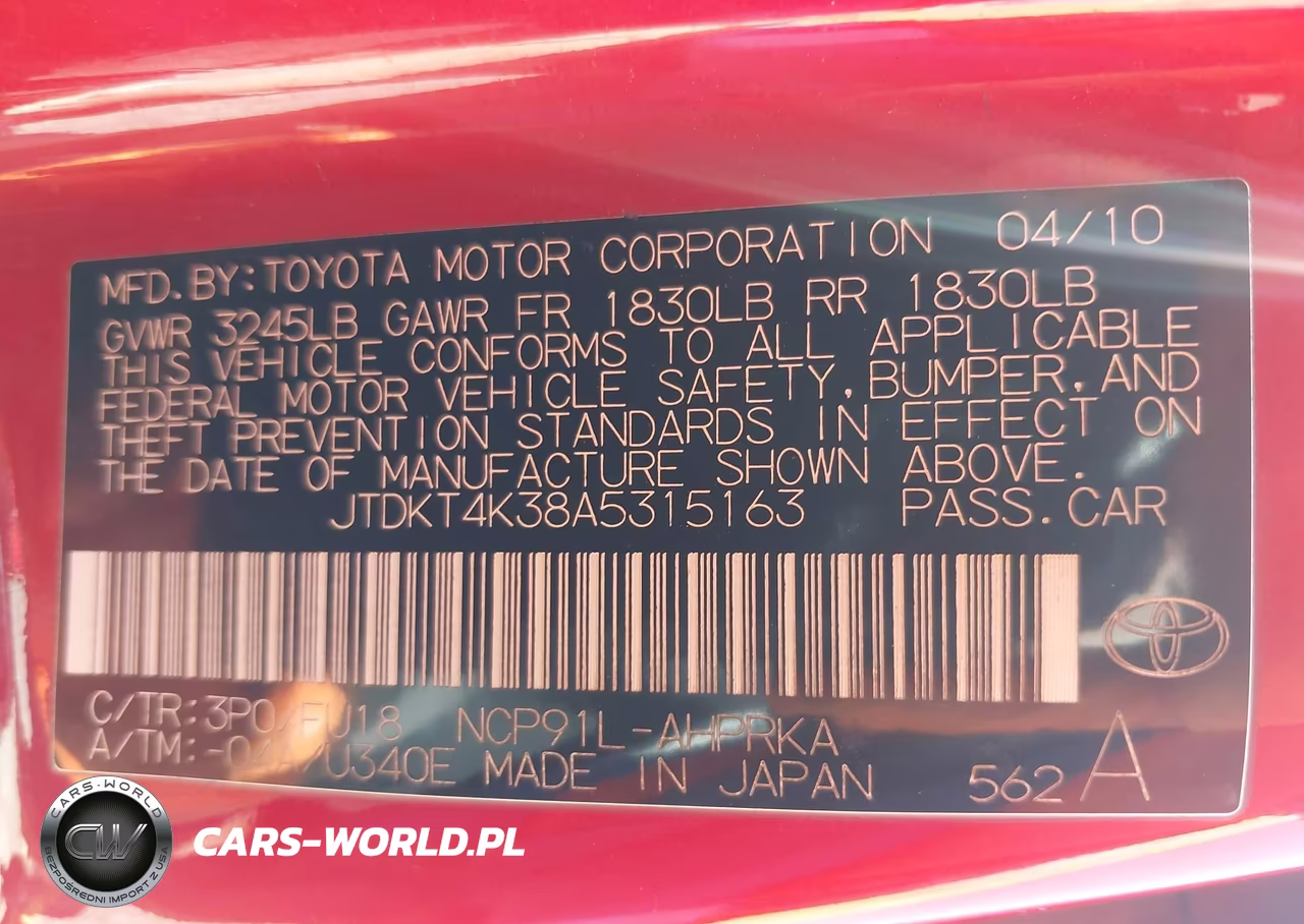 2010 Toyota Yaris VIN:JTDKT4K38A5315163 - 9