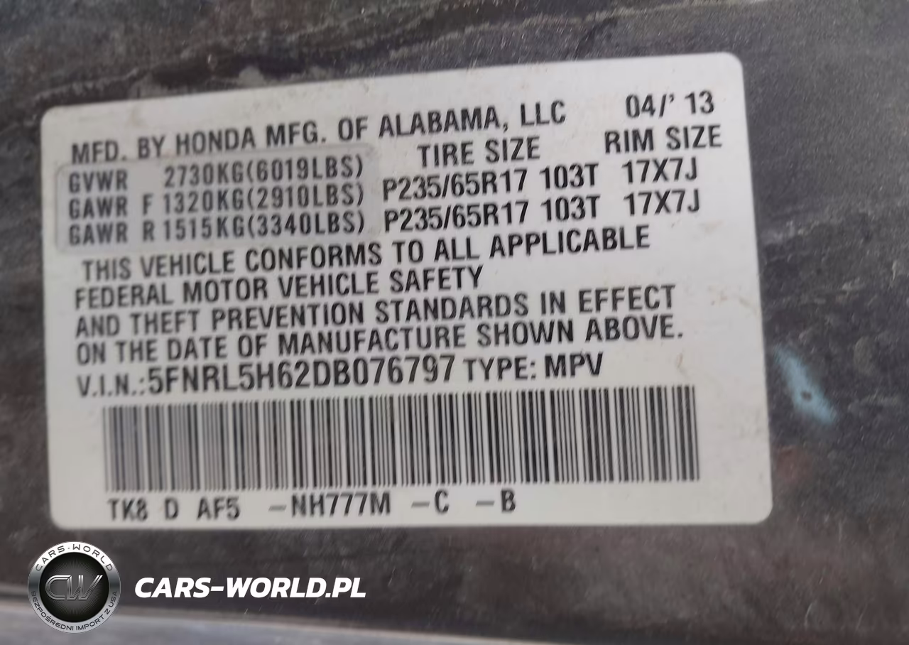 2013 Honda Odyssey Ex-L VIN:5FNRL5H62DB076797 - 9