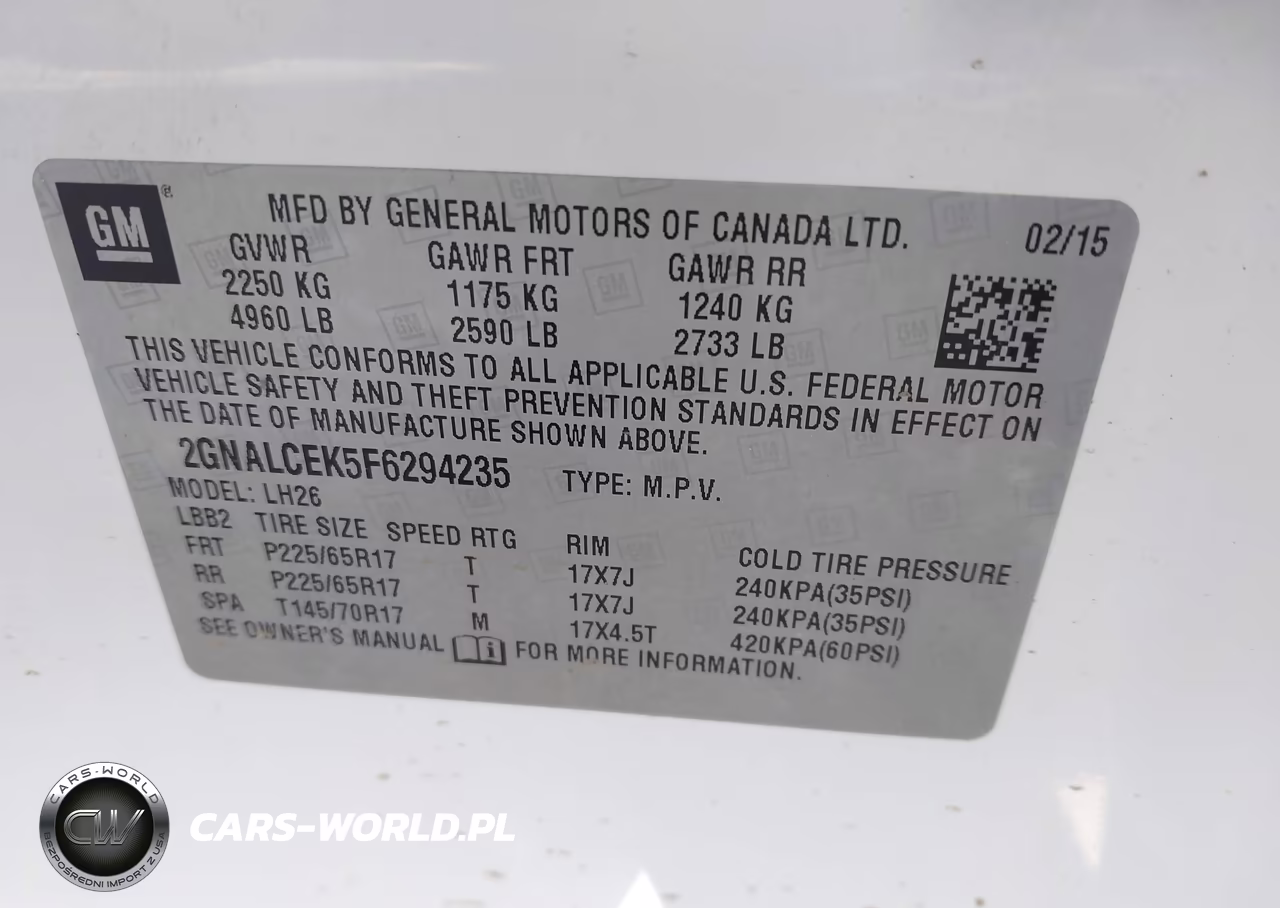 2015 Chevrolet Equinox 2Lt VIN:2GNALCEK5F6294235 - 9