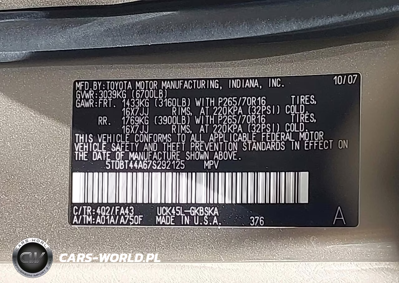 2007 Toyota Sequoia Sr5 V8 VIN:5TDBT44A67S292125 - 9