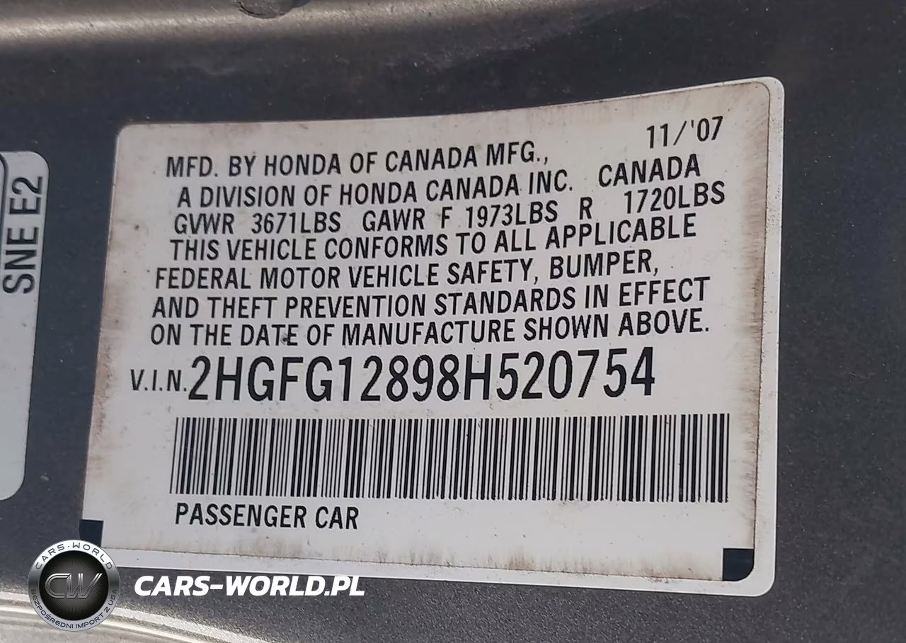 2008 Honda Civic Ex VIN:2HGFG12898H520754 - 9
