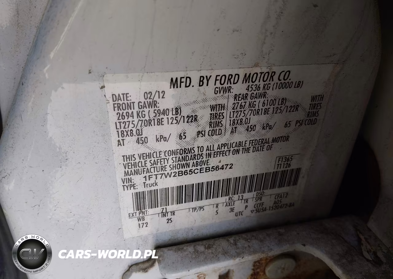 2012 Ford F-250 Xlt VIN:1FT7W2B65CEB56472 - 9