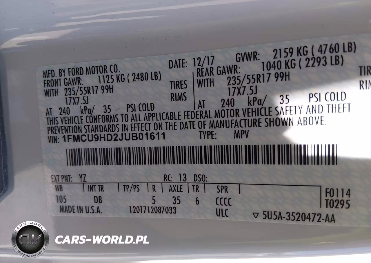 2018 Ford Escape Sel VIN:1FMCU9HD2JUB01611 - 9