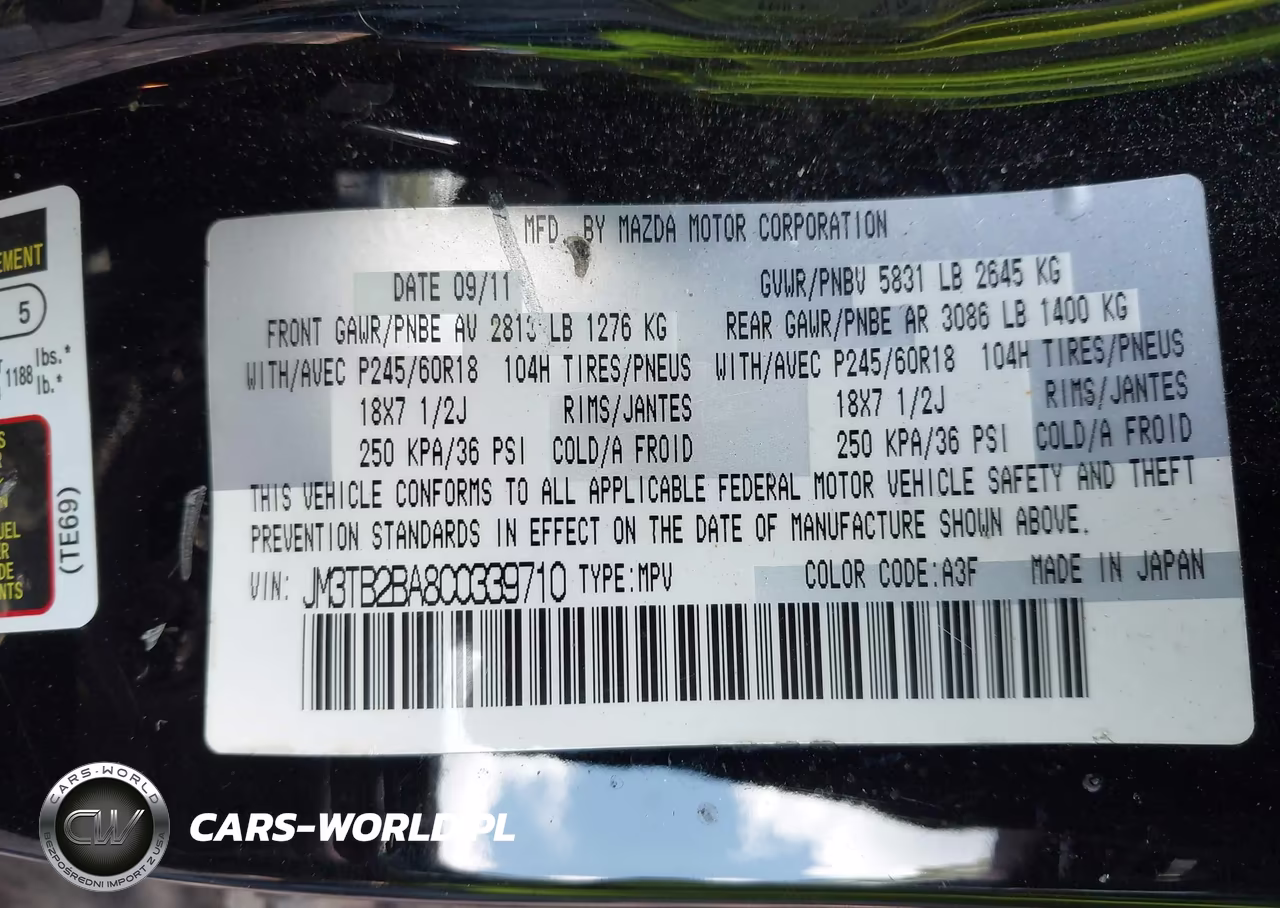 2012 Mazda Cx-9 Sport VIN:JM3TB2BA8C0339710 - 9