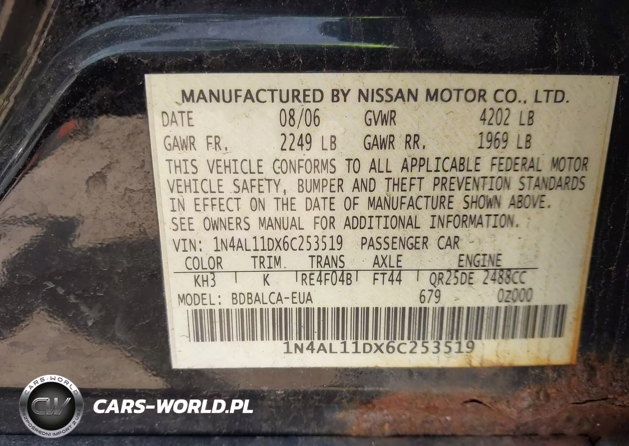 2006 Nissan Altima 2.5 S VIN:1N4AL11DX6C253519 - 9