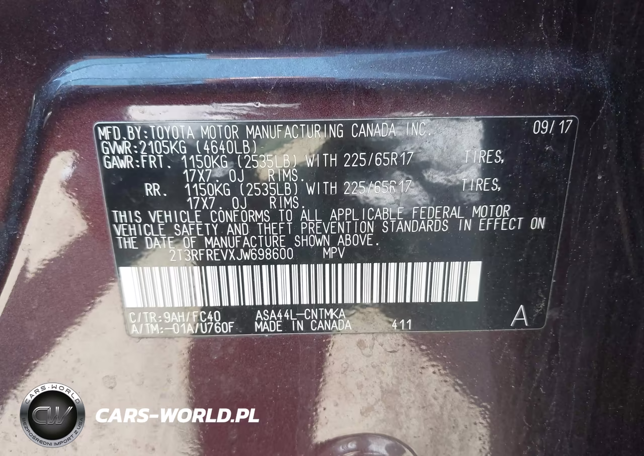 2018 Toyota Rav4 Xle VIN:2T3RFREVXJW698600 - 9