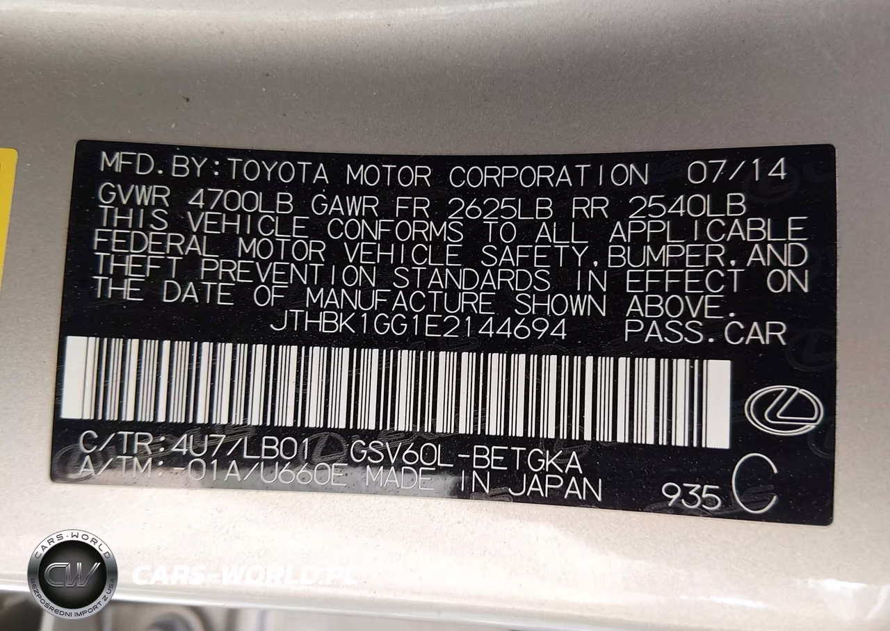 2014 Lexus Es 350 VIN:JTHBK1GG1E2144694 - 9