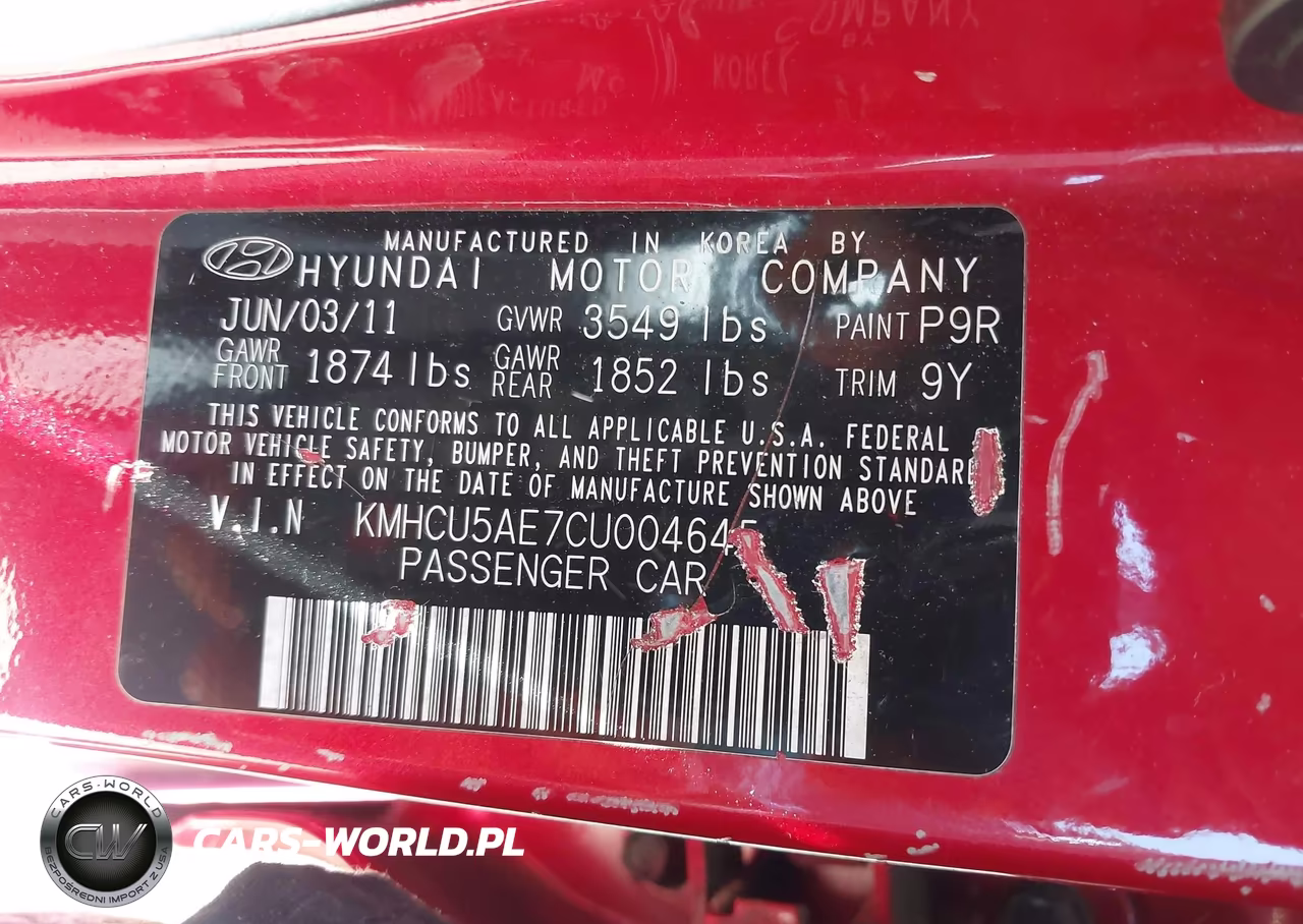 2012 Hyundai Accent Se VIN:KMHCU5AE7CU004645 - 9